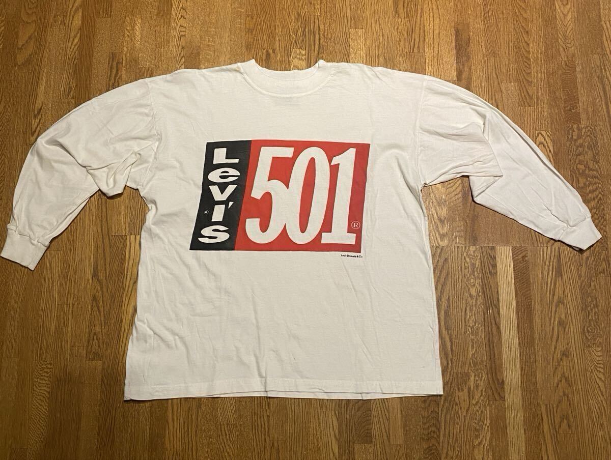 90s USA製 Levis 501 メッセージ プリント ロンT Tシャツ L / 90年代 アメリカ製 オールド リーバイス拍卖