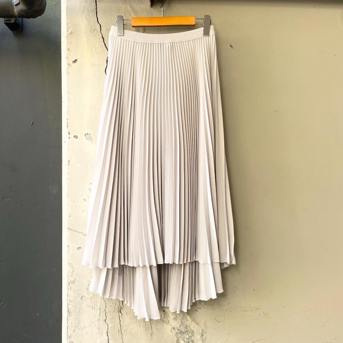 theory セオリー プリーツ スカート ロングスカート プリーツスカート ロング ウエストゴム シフォン フィッシュテール グレー 美品拍卖