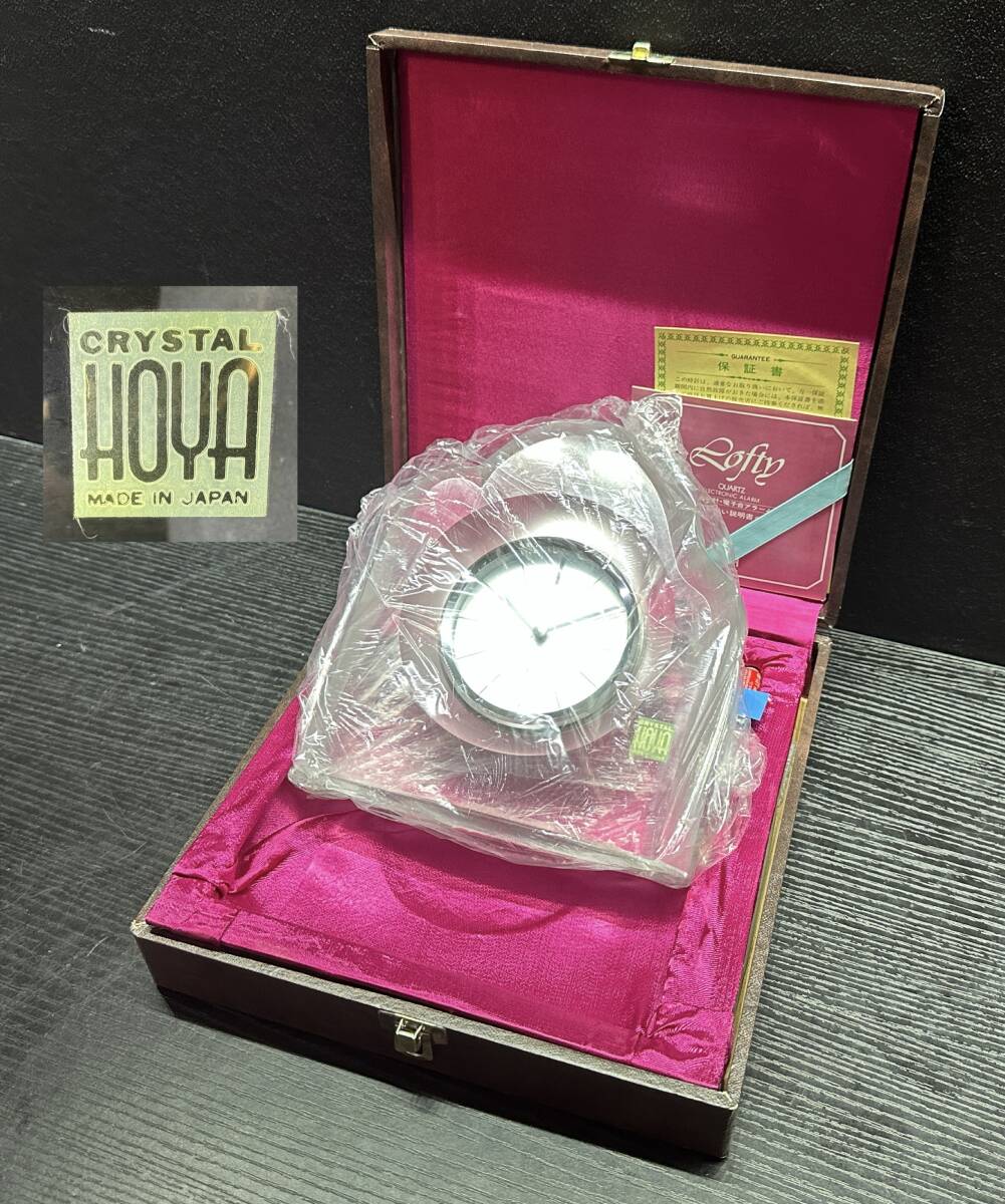 HOYA CRYSTAL 置時計 Rofty QUARTZ ELECTRONIC ALARM 水晶時計 ホヤ クリスタル AN002拍卖