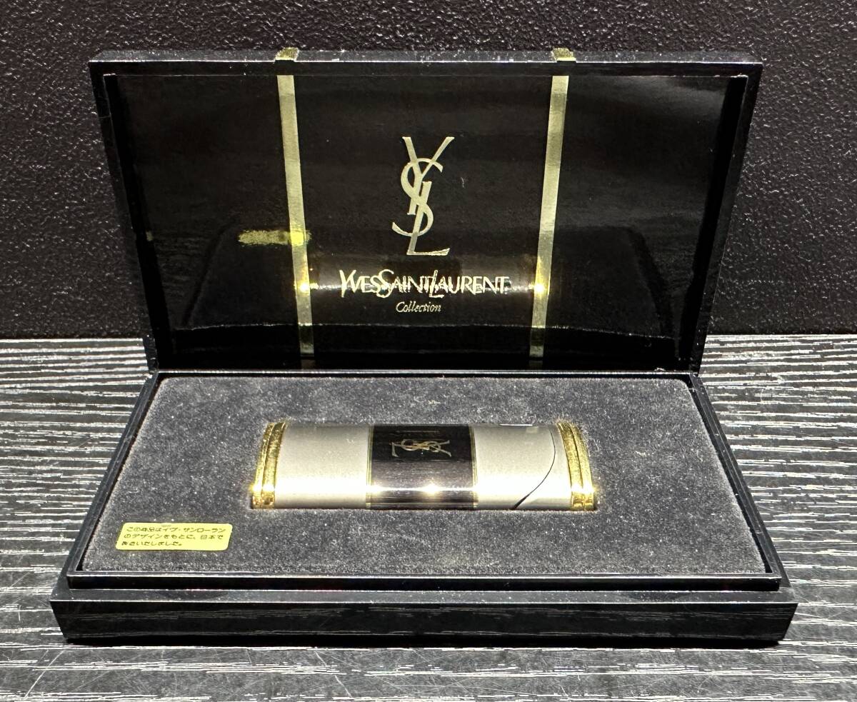 ライター YVES SAINT LAURENT ブラックグレーゴールド 喫煙グッズ 喫煙具 ガスライター イブサンローラン YSL S910拍卖