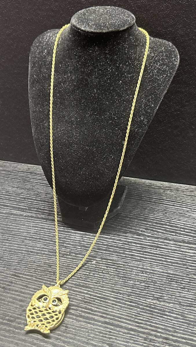 フクロウ ペンダント ルーペ 拡大鏡 虫眼鏡 梟 ゴールドカラー ネックレス アクセサリー BA212拍卖