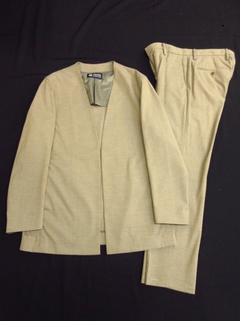 m5013 美品 春物 Carreman for ADAM ET ROPE メンズスーツセット S ベージュ(ブラウンっぽい) ノーカラージャケット+ズボン 背拍卖