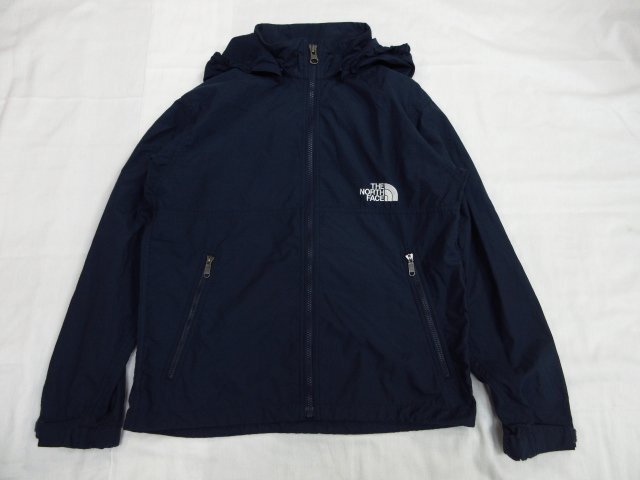 y5541 美品 THE NORTH FACE コンパクトナイロンジャケット 140サイズ NPJ21810 ネイビー キッズ 子供用 ネーム記入タグ付 ノースフェイス拍卖