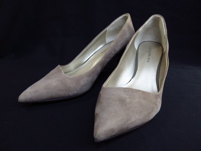 h5143 MNTEPRIMA アンテプリマ 美品 日本製 パンプス 24.0cm ベージュ スエード調 天然皮革拍卖