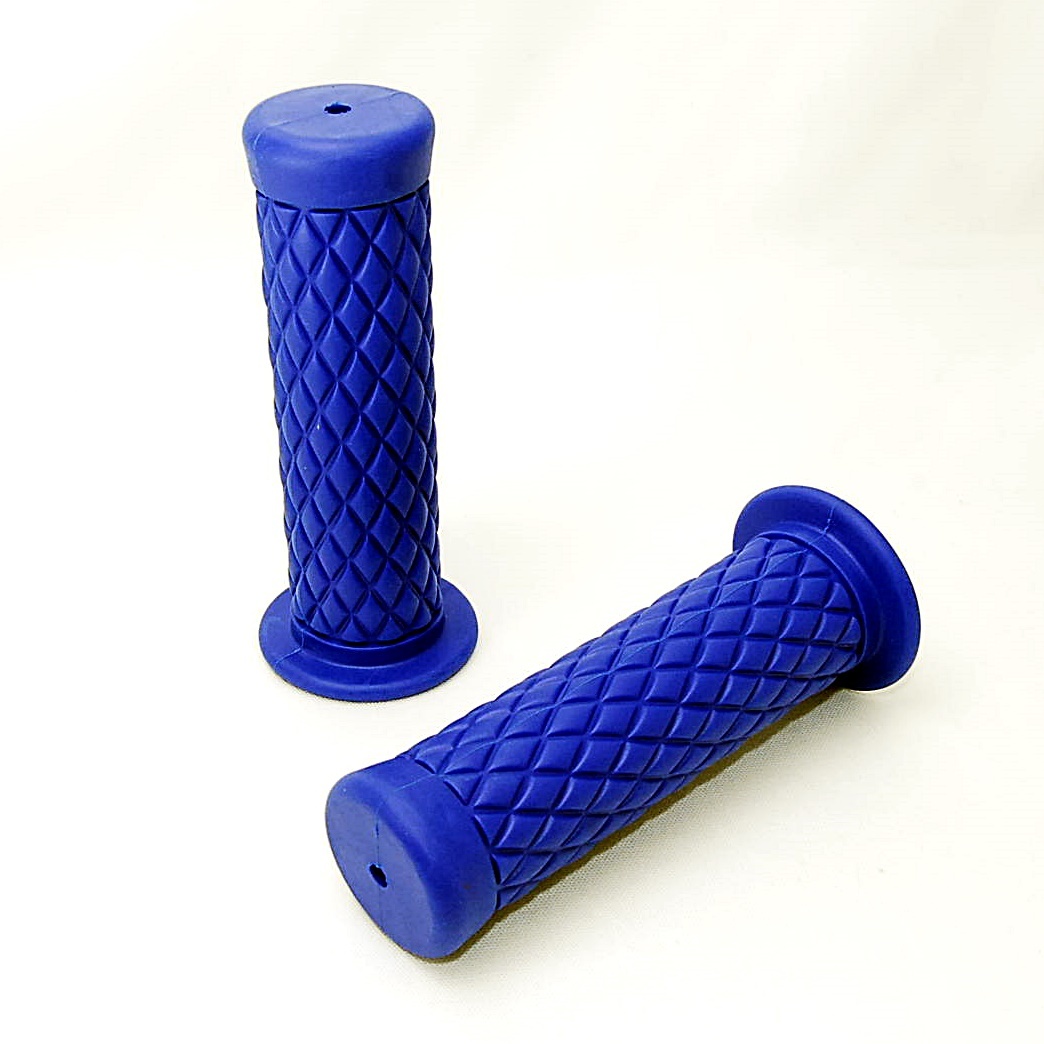 【送料一律180円】 非貫通式 ラバーハンドルグリップ ブルー 22.2径 汎用 ダイヤ柄 バイク ラバーグリップ カスタム 原付 スクーター 青拍卖