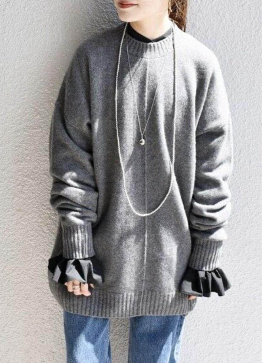 SHIPS/シップス/Wai+:カシミヤミックスオーバーチュニックプルオーバー◇/グレー/ニット/セーター拍卖