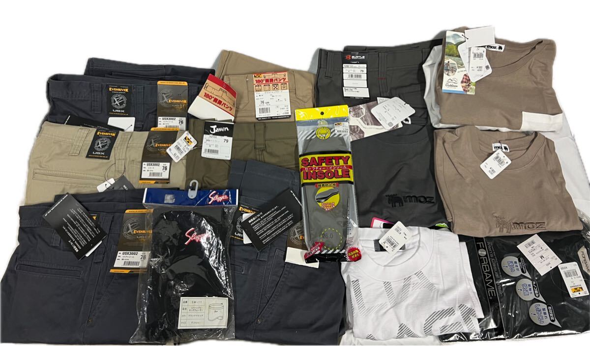 1円スタート 未使用 サイズM ワークマン 作業着 まとめ 14着 総額3万前後 ズボン BURTLE ステンレスインソール 長袖ポロシャツ拍卖