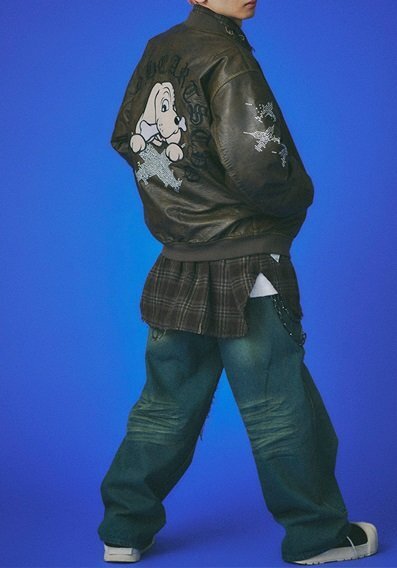 ピカピカ注射器犬A-1ジャケット◆GALFY カーキ XLサイズ(大型犬) 153028 ガルフィー ゆったりめ オーバーサイズ ユニセックス拍卖