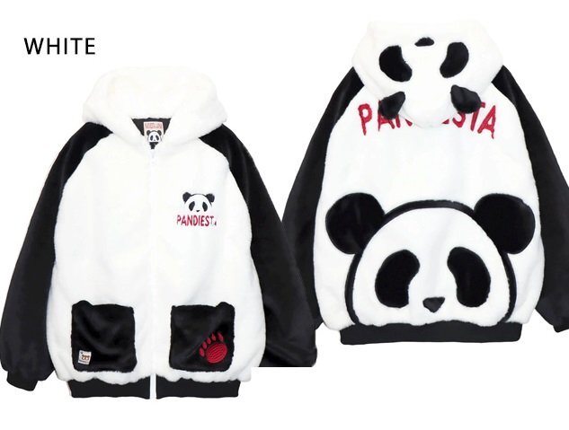 ラグラン切替フェイクファーパーカー◆PANDIESTA JAPAN ホワイト XLサイズ 595200 パンディエスタジャパン パンダ ユニセックス拍卖