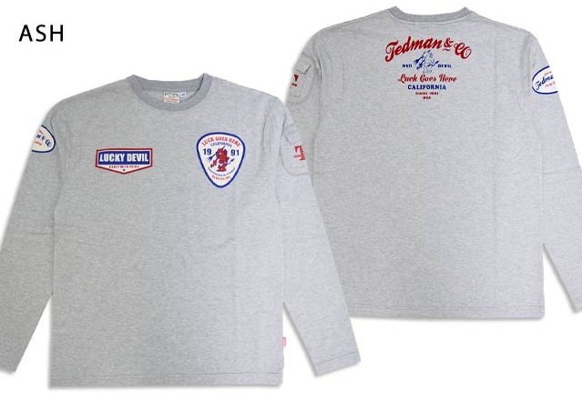 ロングTシャツ「スタンダード・テッドマン」◆TEDMAN/テッドマン アッシュ Lサイズ(サイズ42) TDLS-367 エフ商会 efu 長袖 アメカジ拍卖