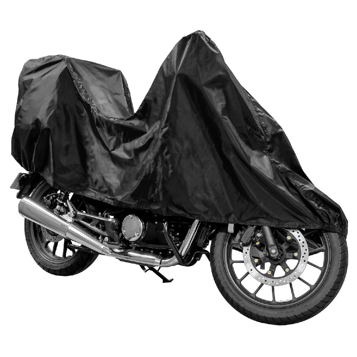 ■ハーフバイクカバー ポケッタブル収納 風飛防止ベルト付 リアBOX対応 ブラック (Lサイズ) 新品拍卖