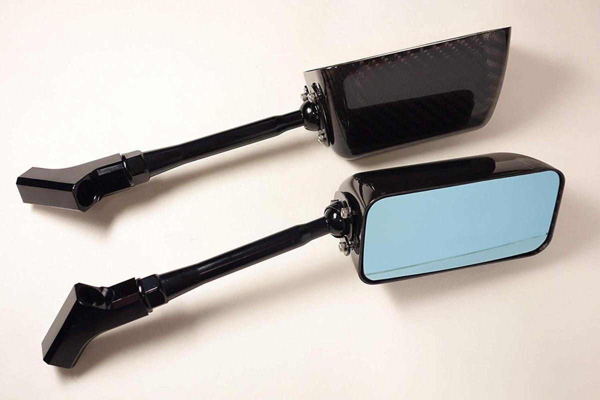 【SIMOTA正規品】カーボンバックミラー 【135mm・ブルーレンズ】 正ネジ/逆ネジ 10mm 左右セット 本物カーボンの超軽量ミラー 新品 JR-1D拍卖