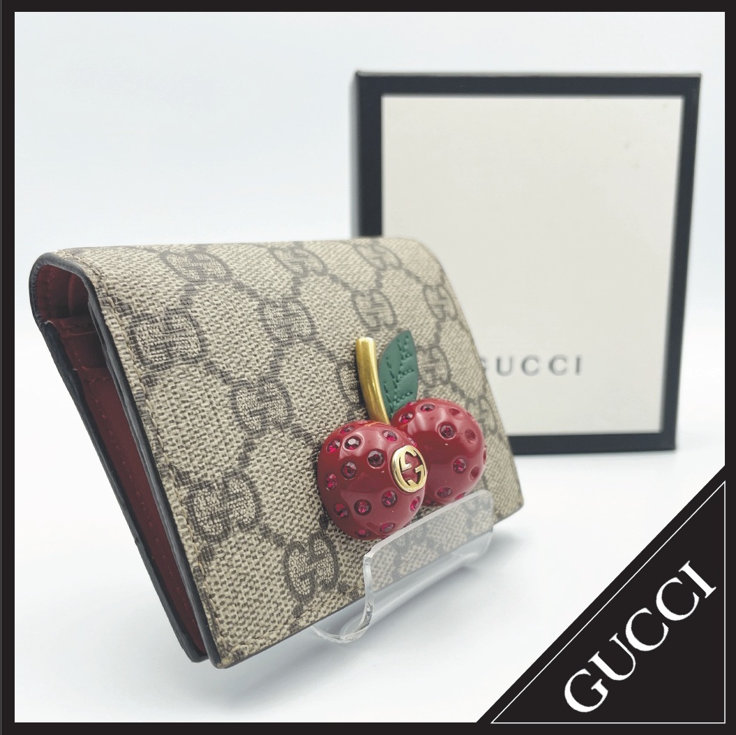 【GUCCI(グッチ)】GGスプリーム チェリー コンパクトウォレット拍卖