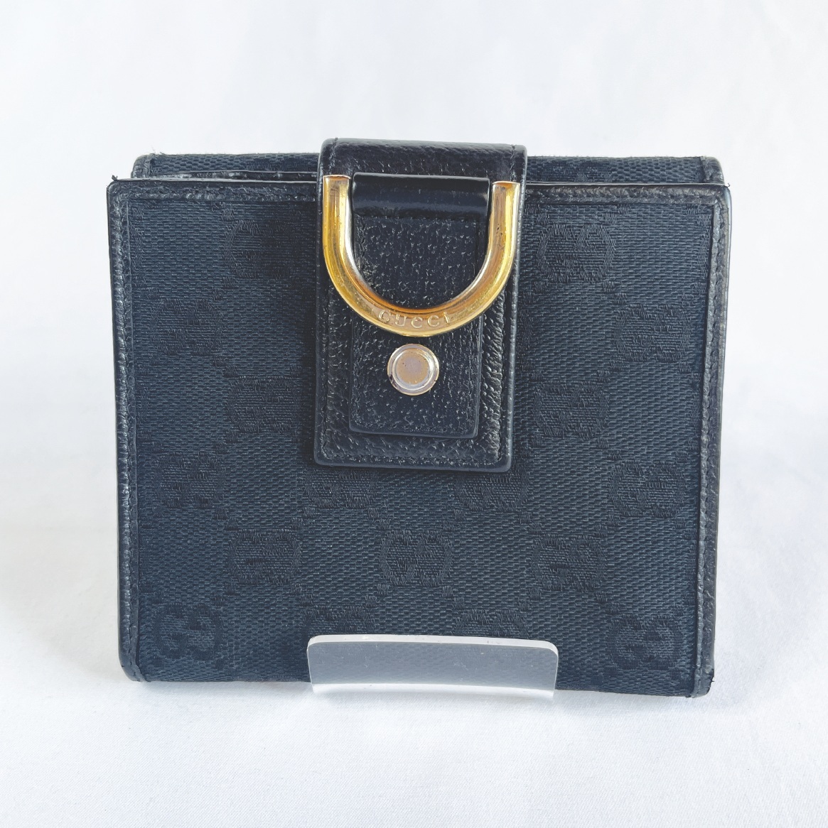 GUCCI グッチ GG柄 ホースビット 二つ折り財布 コンパクトウォレット 黒/ブラック キャンバス×レザー拍卖