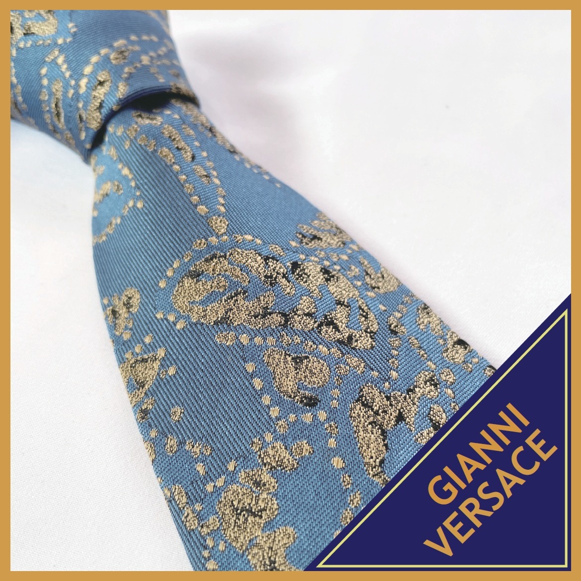 【ジャンニヴェルサーチェ】GIANNI VERSACE ネクタイ ブルー ペイズリー柄拍卖