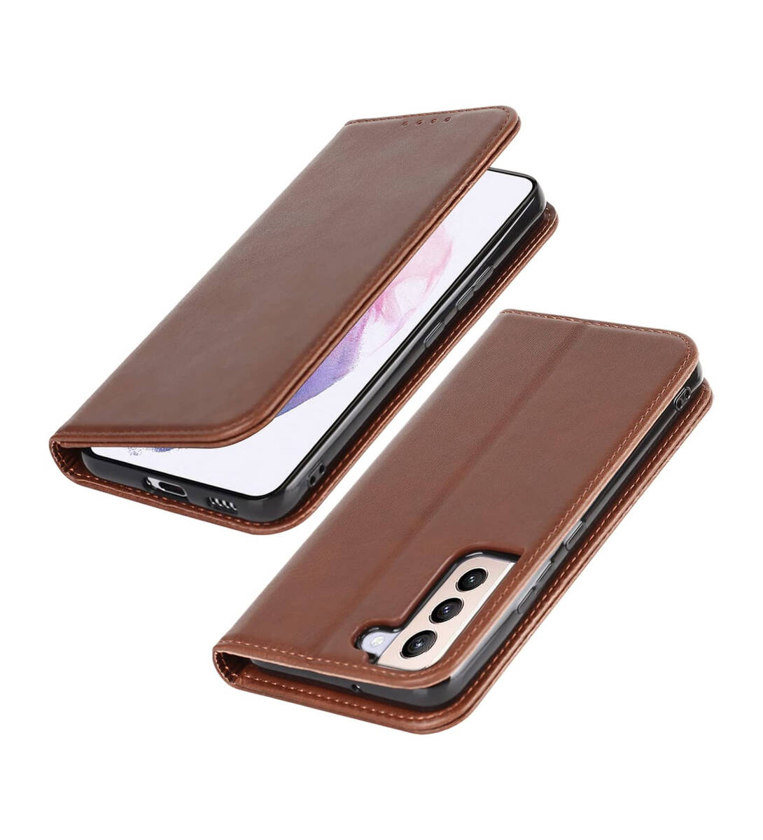 GalaxyS22ケース 手帳型 SC-51C SCG13合成皮革 内蔵マグネット スマホケース スタンド機能 落ち着いた色 ダークブラウンay562拍卖