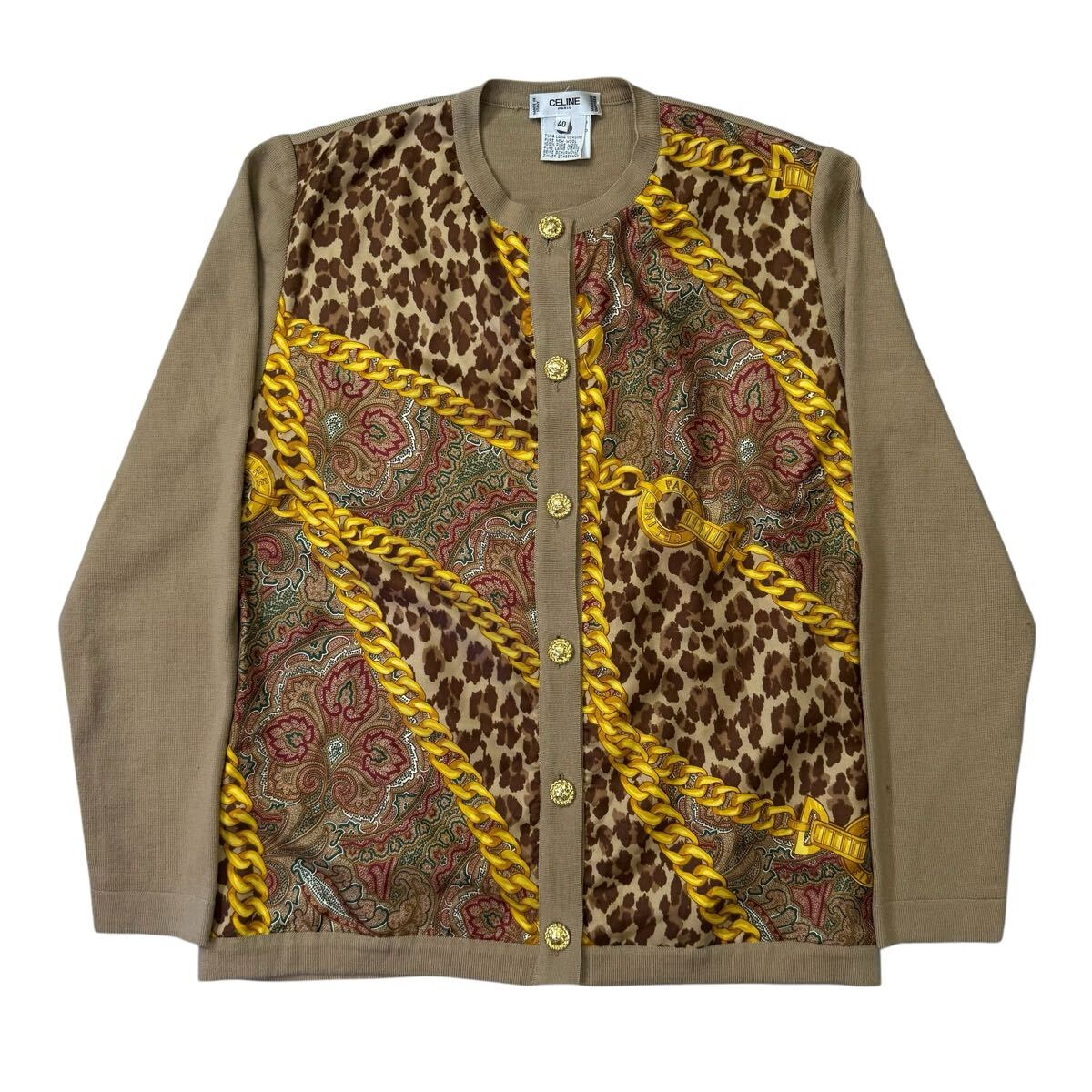 CELINE セリーヌ シルクスカーフドッキング カーディガン SILK SCARF Cardigan拍卖