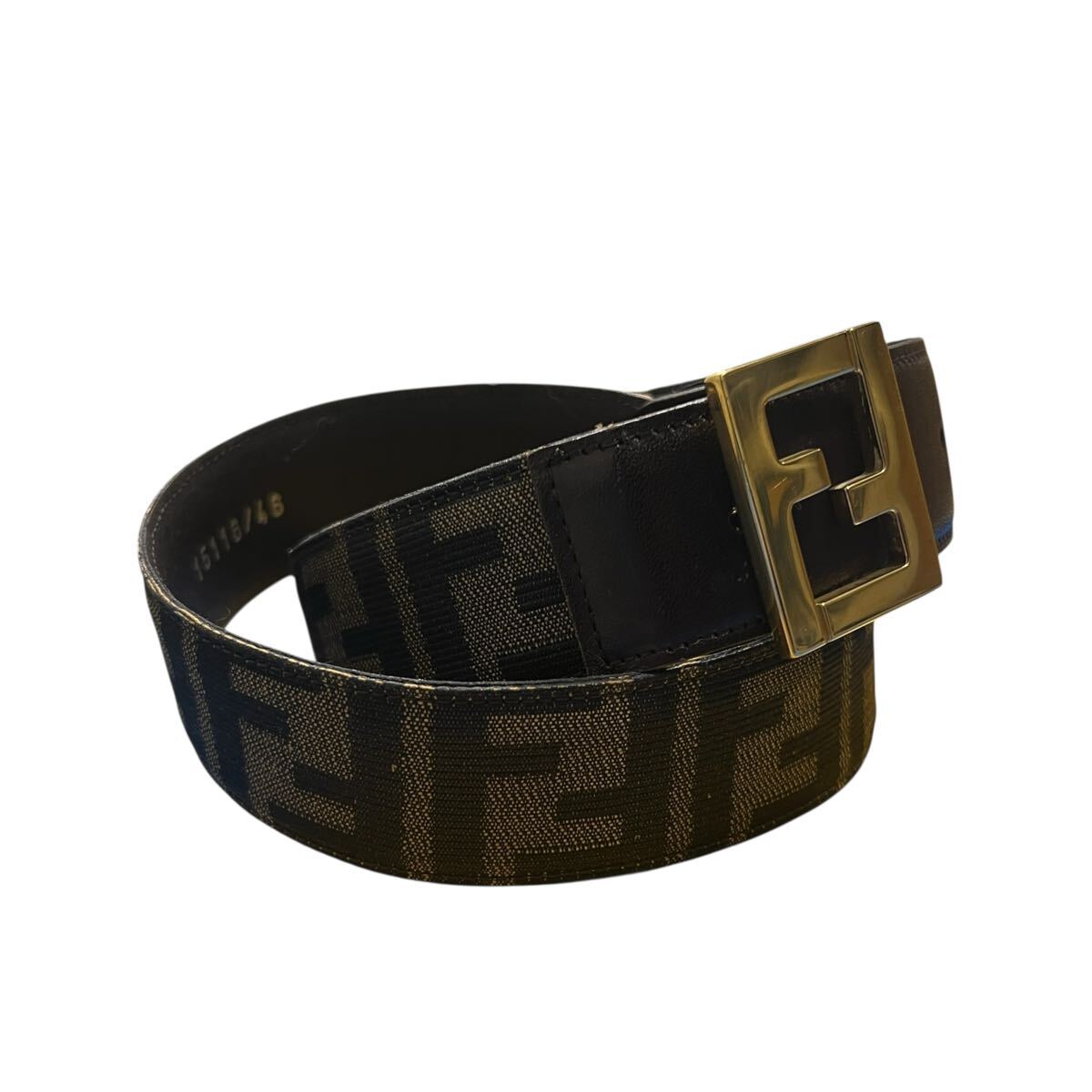 FENDI フェンディ FF ズッカ柄 キャンバスレザー ベルト Zucca Canvas Leather Belt拍卖