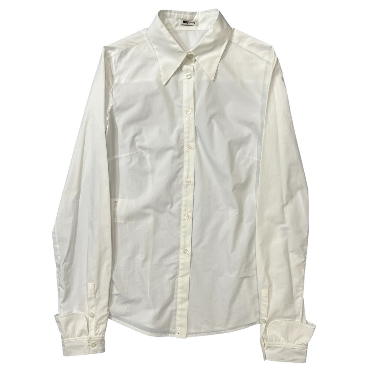 MIU MIU 2019SS コットンフリルスリーブ長袖シャツMIU MIU 2019SS Cotton Button-Up Frill Sleeve L/S Shirts拍卖