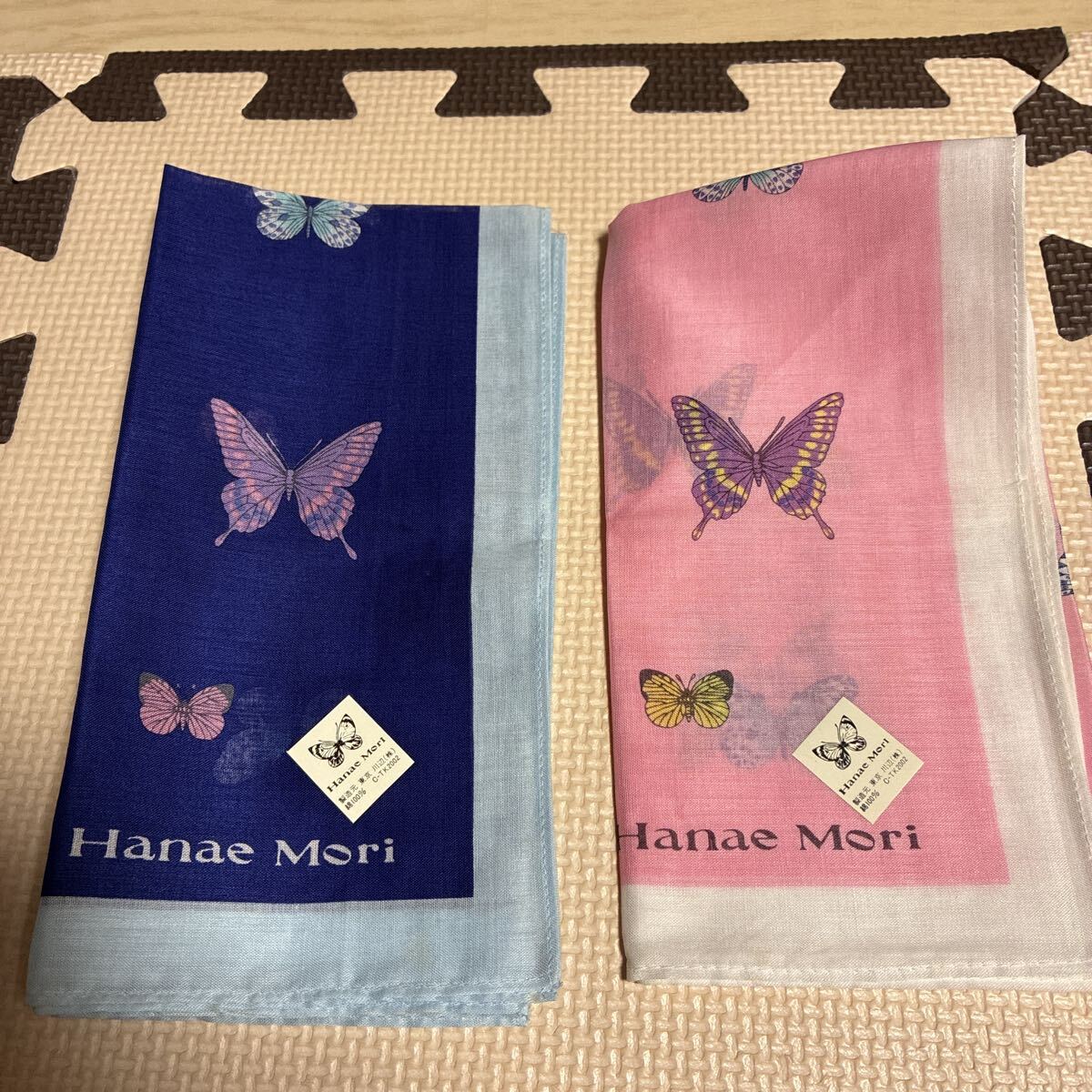 昭和レトロ ハンカチ HANAE MORI 蝶々 森英恵 未使用品拍卖