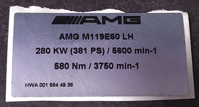 ///激レア!ベンツ AMG E60 M119用 純正エンジンステッカー 当時物 W124拍卖