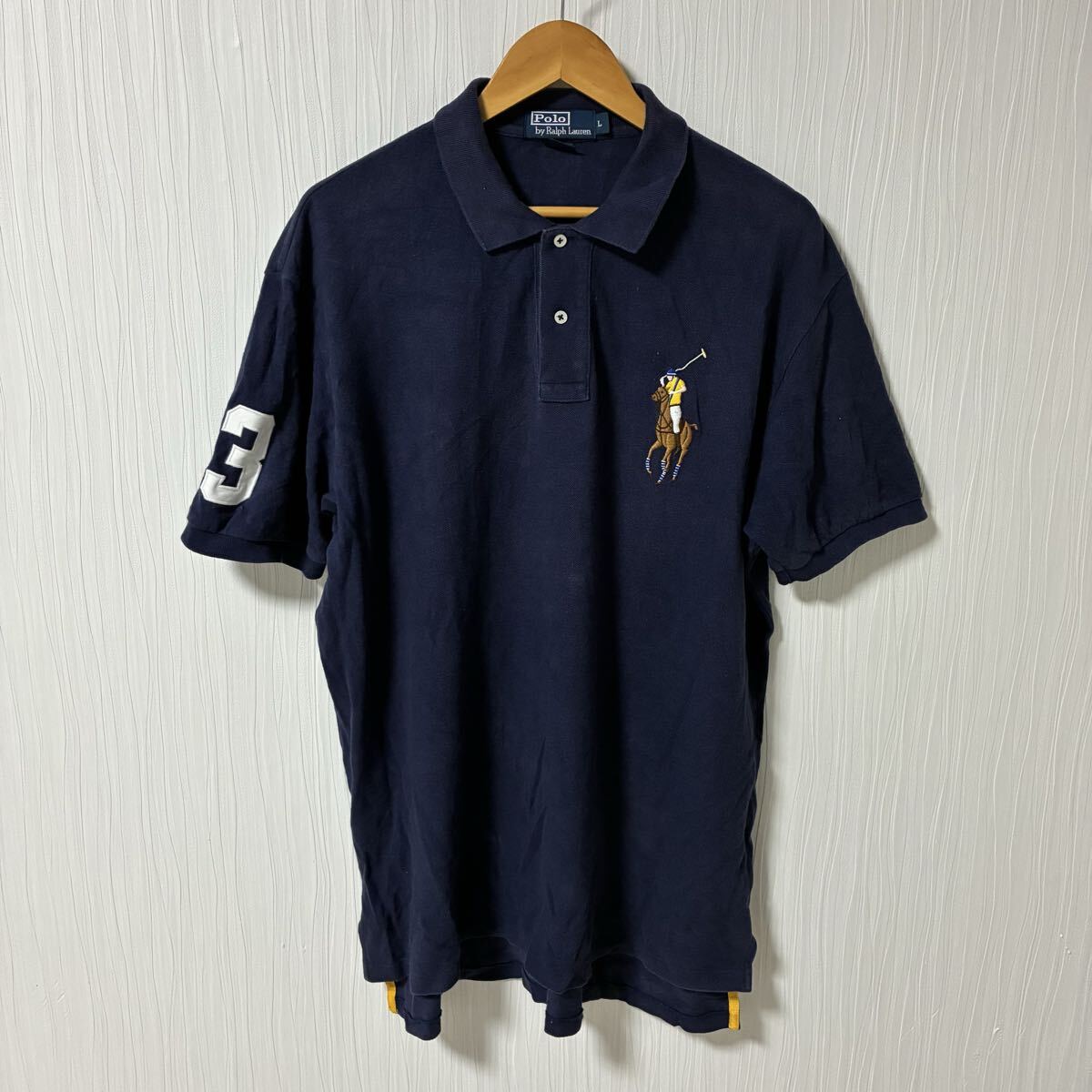 POLO RALPH LAUREN ポロ ラルフローレン 半袖ポロシャツ ネイビー メンズ サイズL ピックポニー 古着 a1287拍卖