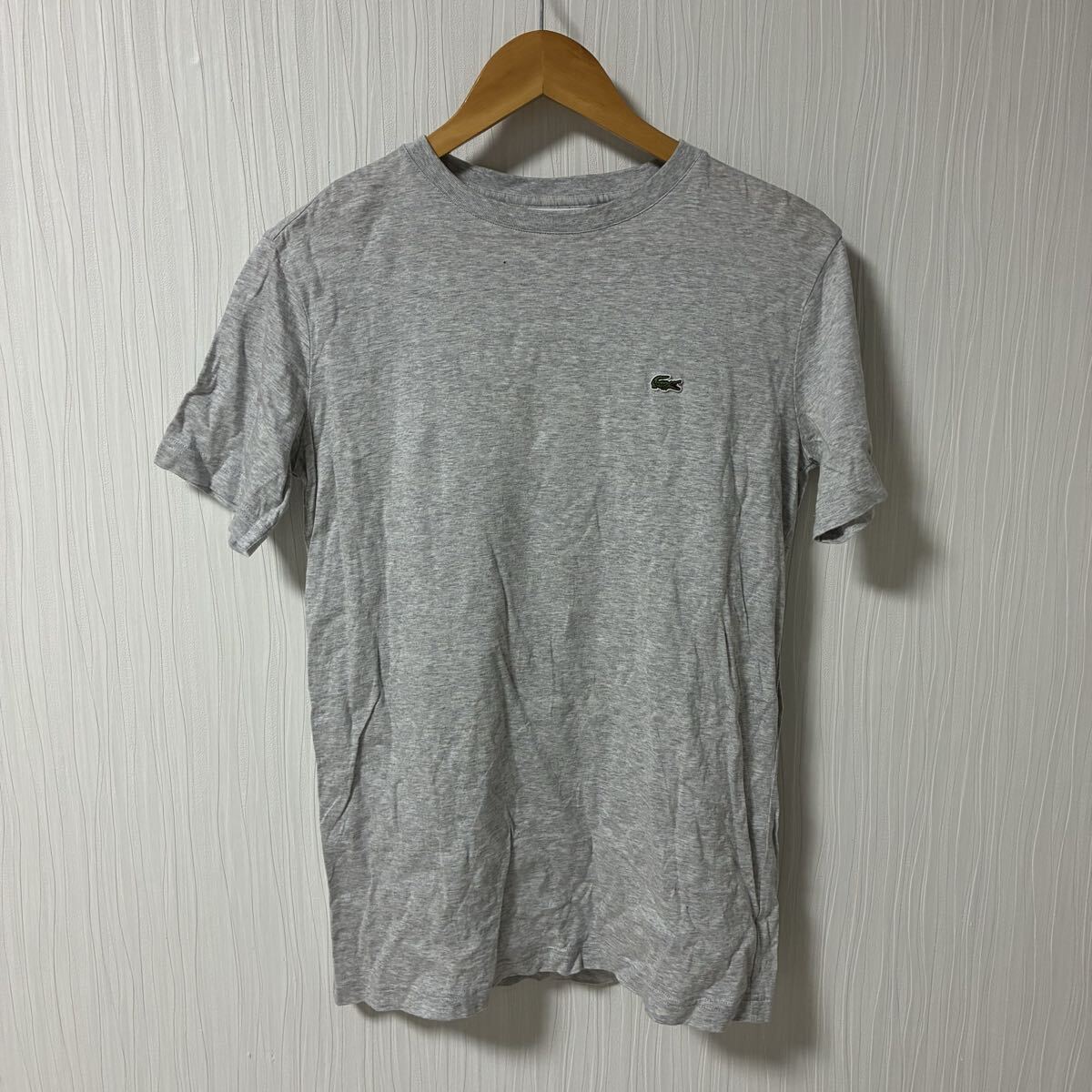 LACOSTE ラコステ クルーネック 半袖Tシャツ グレー メンズ サイズXS(US)ワンポイント 丸首 a1291拍卖