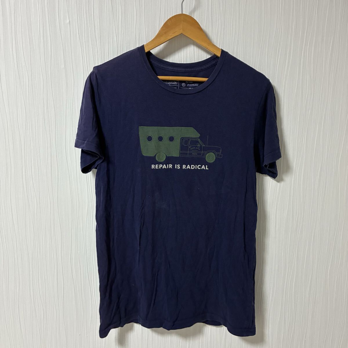 patagonia パタゴニア オーガニックコットン クルーネック 半袖Tシャツ メンズ サイズM ネイビー スリムフィット a1292拍卖