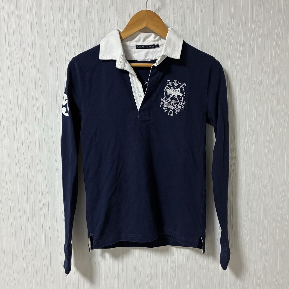 RALPH LAUREN 長袖ポロシャツ レディース サイズM 5番 Gallop Pony Polo Shirt ギャロップポニー ネイビー a1297拍卖