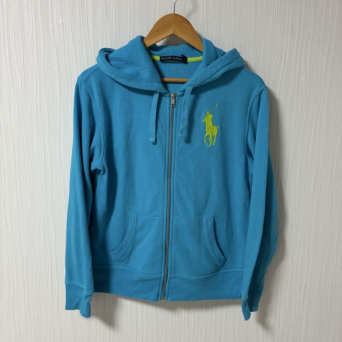 RALPH LAUREN ラルフローレン ジップアップパーカー レディース サイズL タロン TALON ビッグポニー 青系 a1293拍卖