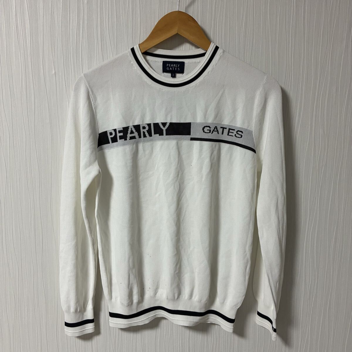 PEARLY GATES パーリーゲイツ 薄手ニット セーター ホワイト レディース サイズ2 PGM4G ゴルフウェア GOLF SPORTS a1317拍卖