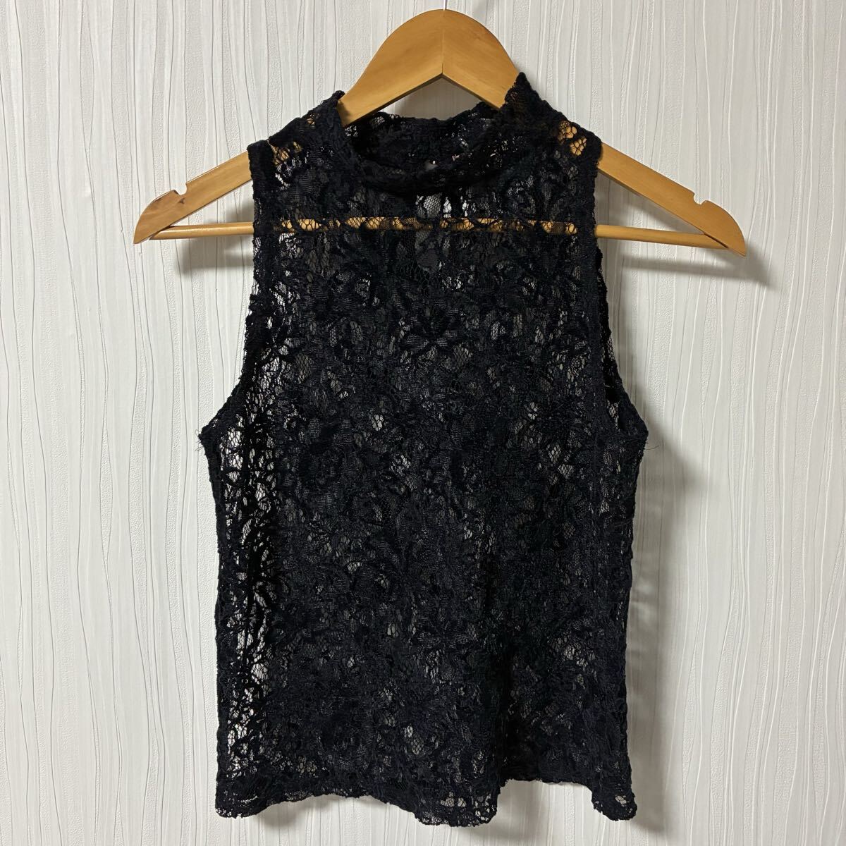 AULA AILA アウラアイラ ノースリーブ レース トップス レディース ブラック サイズ0 総レース カットソー a1321拍卖