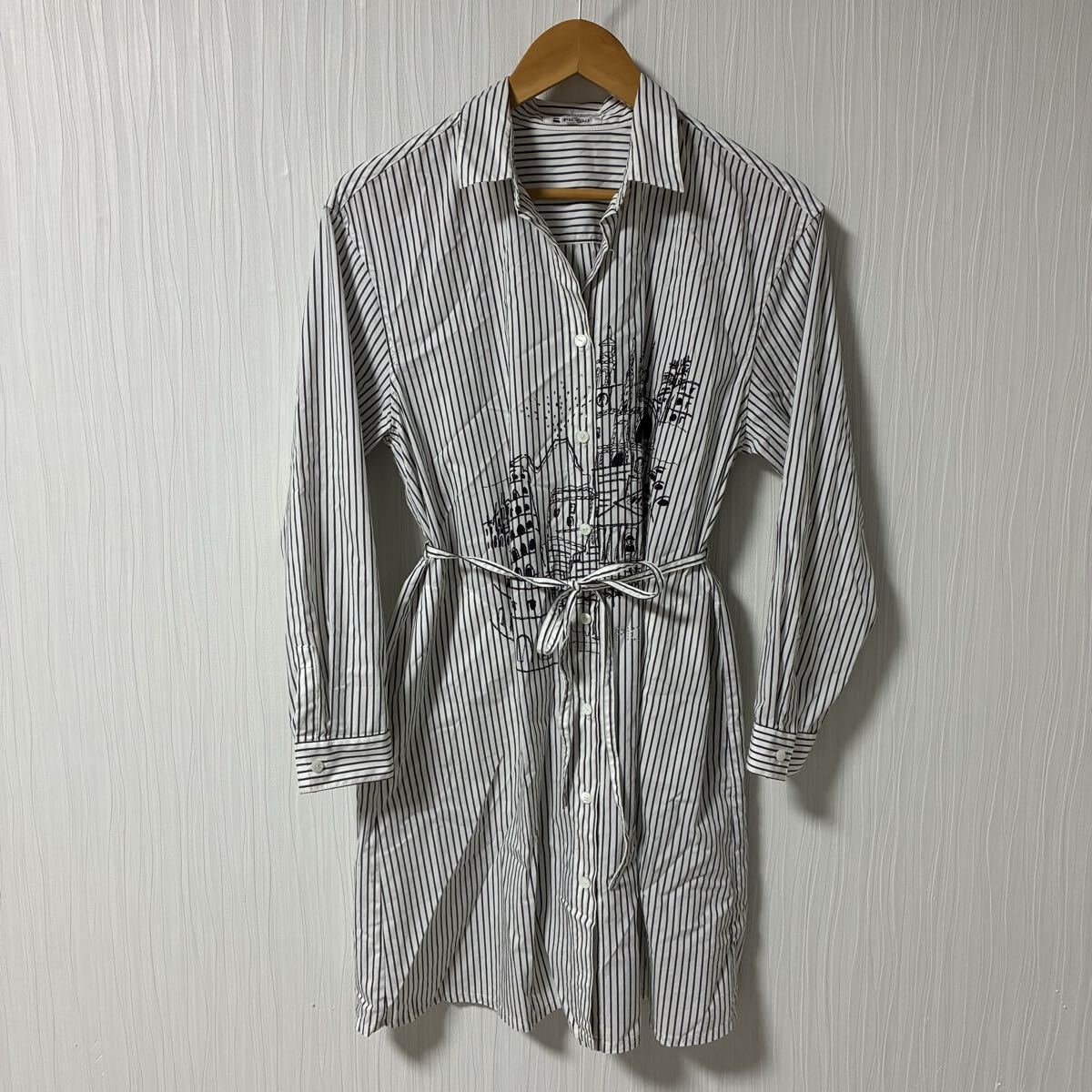 STUDIO PICONE スタジオピッコーネ シャツワンピース ボーダー柄 レディース サイズ40 長袖シャツ ワンピース a1322拍卖