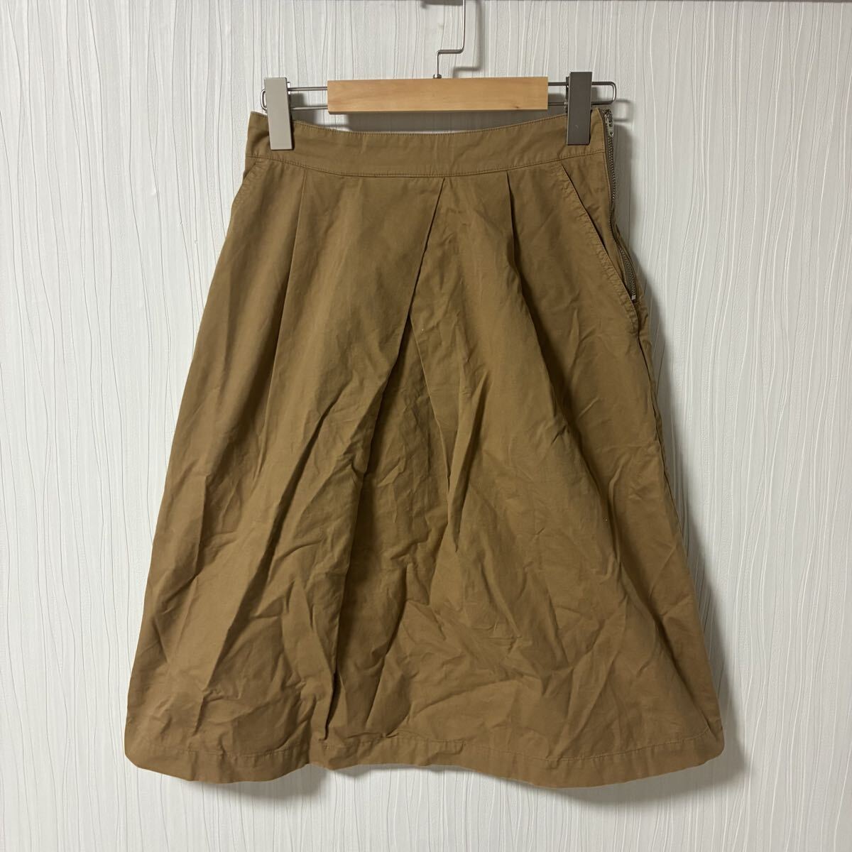 MHL. エムエイチエル ひざ丈スカート ベージュ レディース サイズ1 マーガレットハウエル a1328拍卖