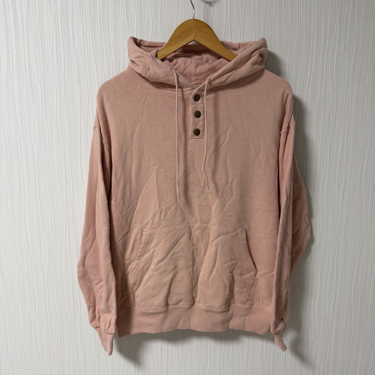 RUSSELL ATHLETIC ラッセルアスレチック ボタンアップフーディー サイズS メンズ ピンク系 スウェット パーカー a1332拍卖