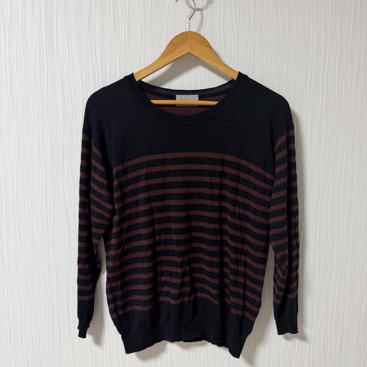 MARGARET HOWELL × JOHN SMEDLEY マーガレットハウエル ボーダー ニット レディース サイズ2 セーター ジョンスメドレー a1333拍卖