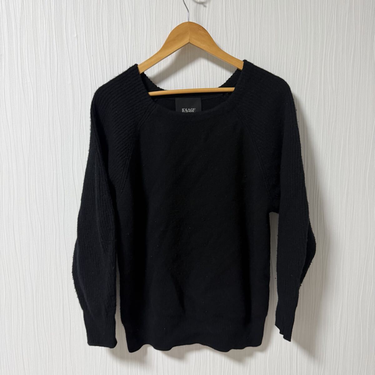 JOURNAL STANDARD L'ESSAGE レザージュ 長袖 厚手ニット セーター ブラック レディース カシミヤ混み ジャーナルスタンダード a1334拍卖