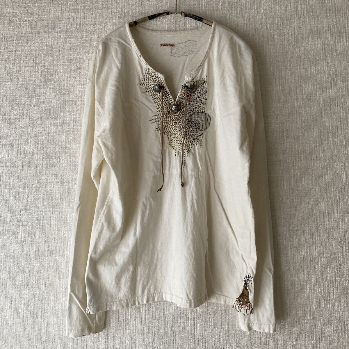 KAPITAL キャピタル ヴィンテージ加工 コンチョ 刺し子 ロンT カットソー拍卖