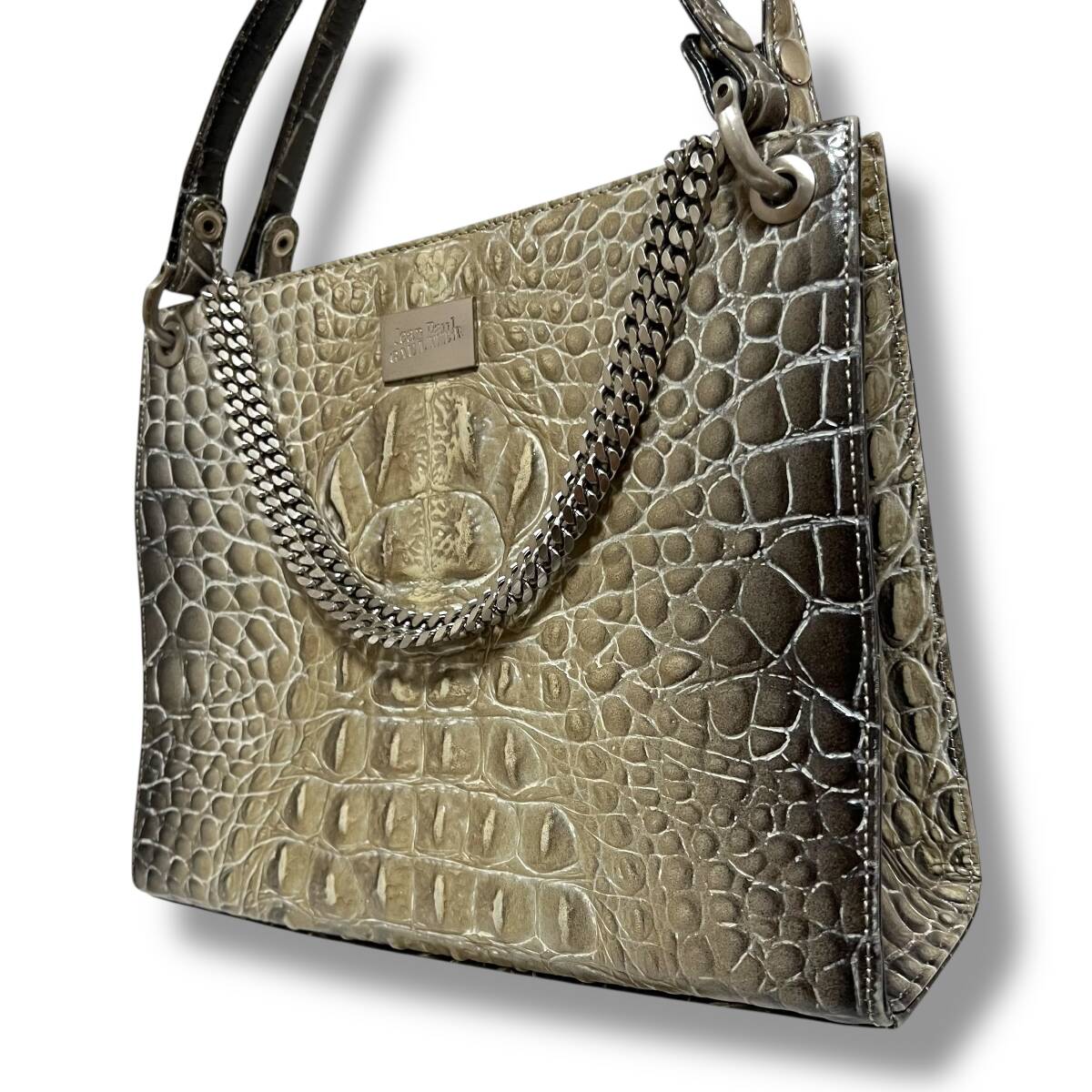 Jean Paul GAULTIER ジャンポールゴルチエ ハンドバッグ トートバッグ レザー クロコダイル型押し グレー チェーン メンズ レディース 拍卖