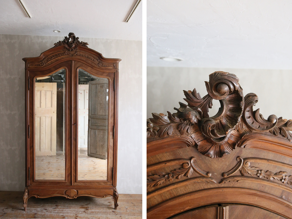 フランスアンティーク◇アルモワールキャビネット/ワードローブ/食器棚クローゼット/飾り棚/店舗什器ディスプレイ/フレンチビンテージ家具拍卖