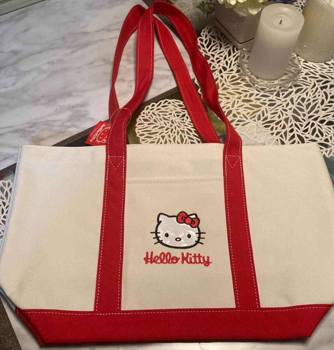 ハローキティ×ケンタッキーフライドチキン☆トートバッグ ※検索KFC、kitty、HELLO KITTY、サンリオ、マザーバック、エコバッグ拍卖