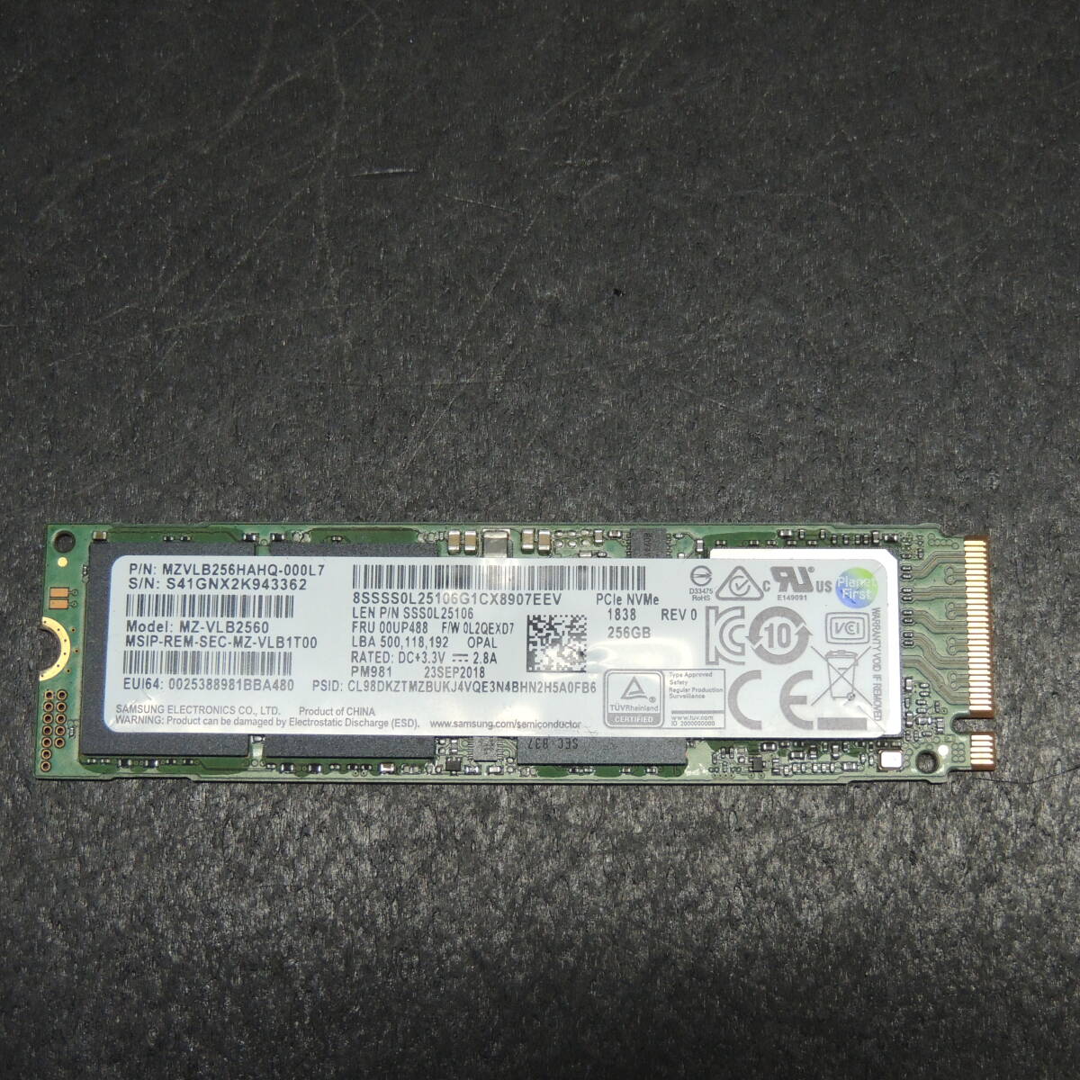 【検品済み】SAMSUNG SSD 256GB MZ-VLB2560 (使用1747時間) 管理:み-59拍卖