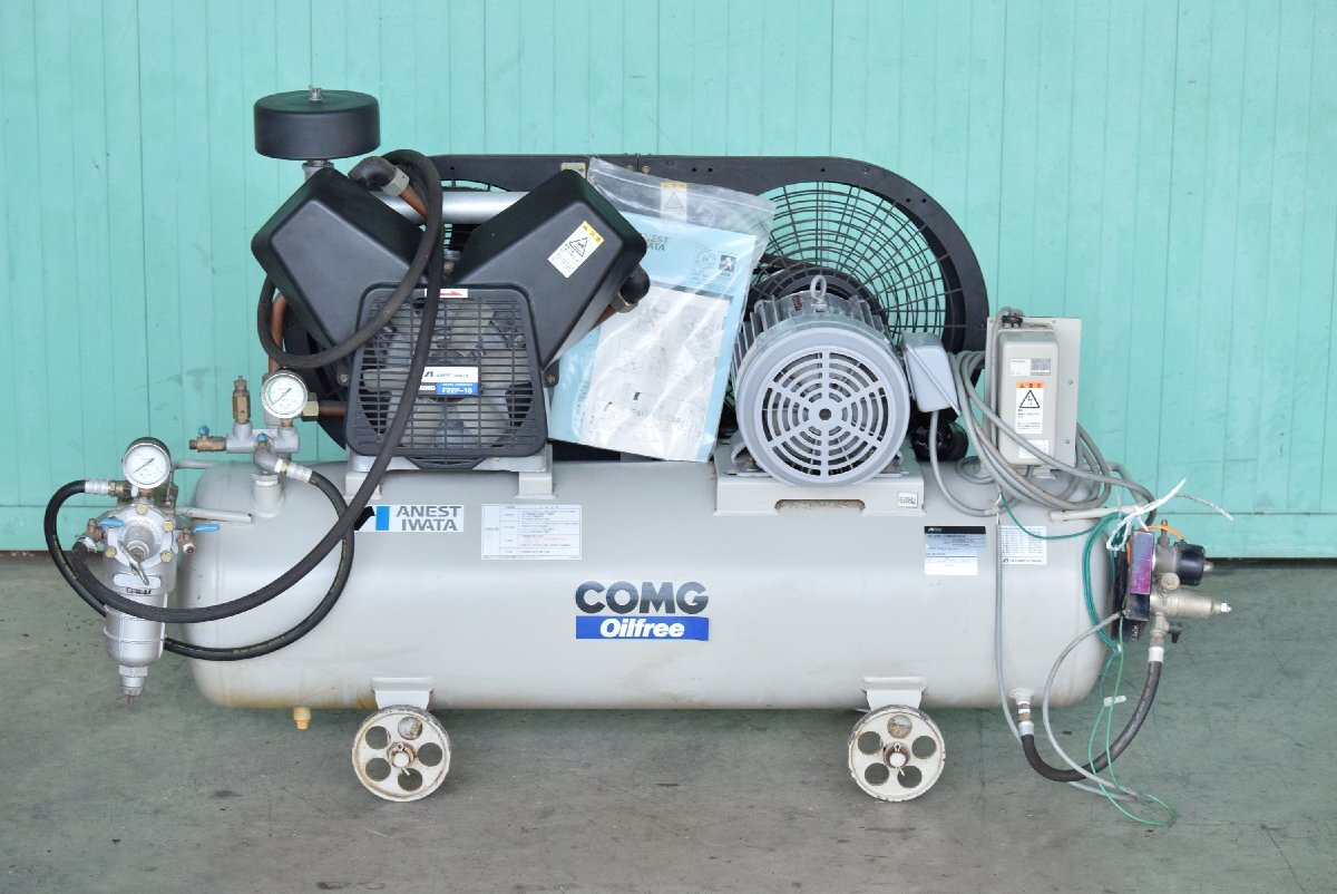 【オイルフリー】コンプレッサー アネスト岩田 TFP22-10 2.2kW/3馬力 2005年 60Hz 動画あり 点検、清掃済み!!三重県拍卖