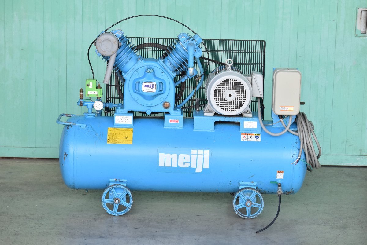 【5.5kW/7.5馬力】コンプレッサー 明治 GK-55C6 2014年 60Hz 動画あり 点検、清掃済み!!三重県拍卖