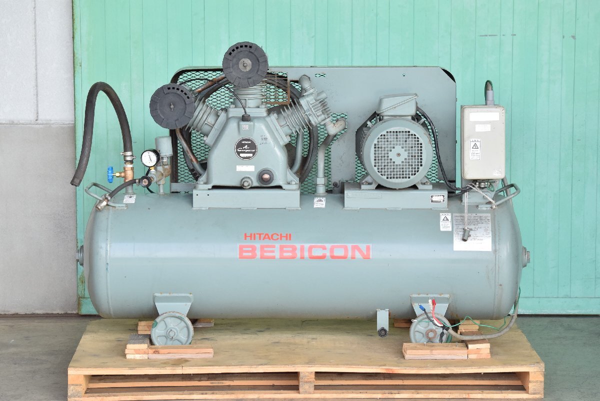 【7.5kW/10馬力】コンプレッサー 日立産機 7.5P-9.5VA6 60Hz 2002年 動画あり 点検、清掃済み!!三重県拍卖