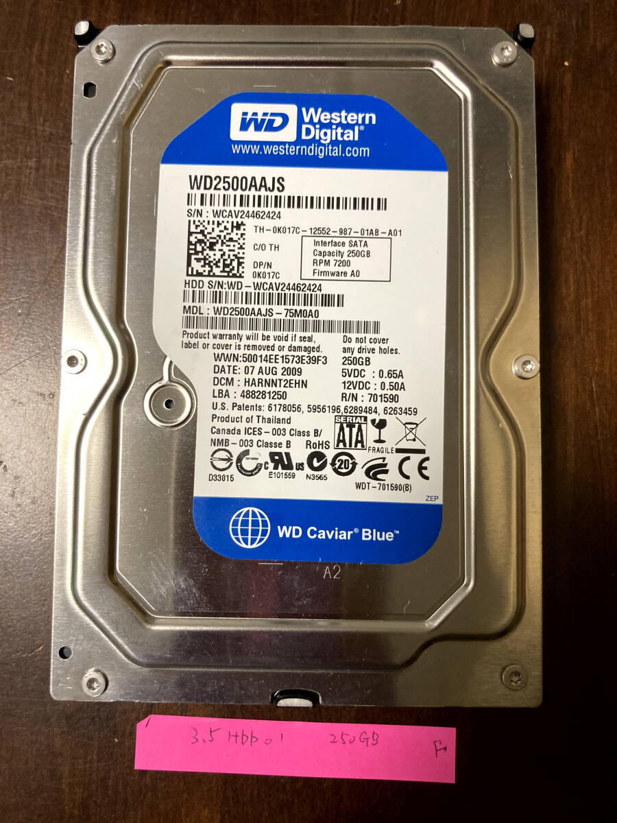 Western Digital WD2500AAJS-75M0A0 3.5inch HDD 250GB 中古 現状品拍卖