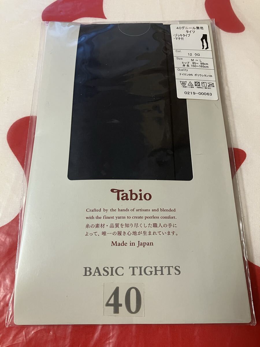 tabio 40デニール 無地 タイツ ゾッキタイプ マチ付 クロ M-L ベーシック tights タビオ made in japan ブラック 黒 拍卖