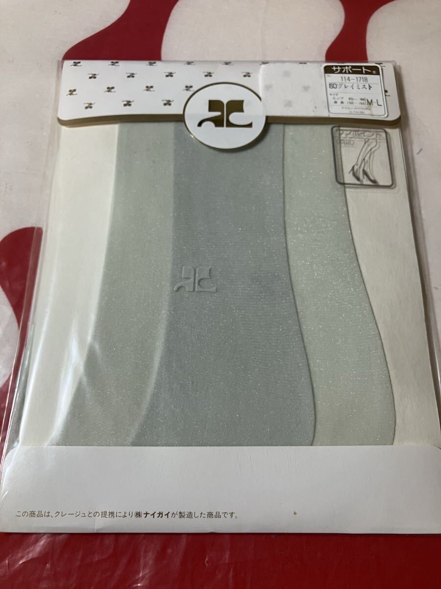 courreges サポート ワンポイント 両足 M-L グレイミスト パンティストッキング クレージュ ナイガイ panty stocking パンスト ロゴ拍卖