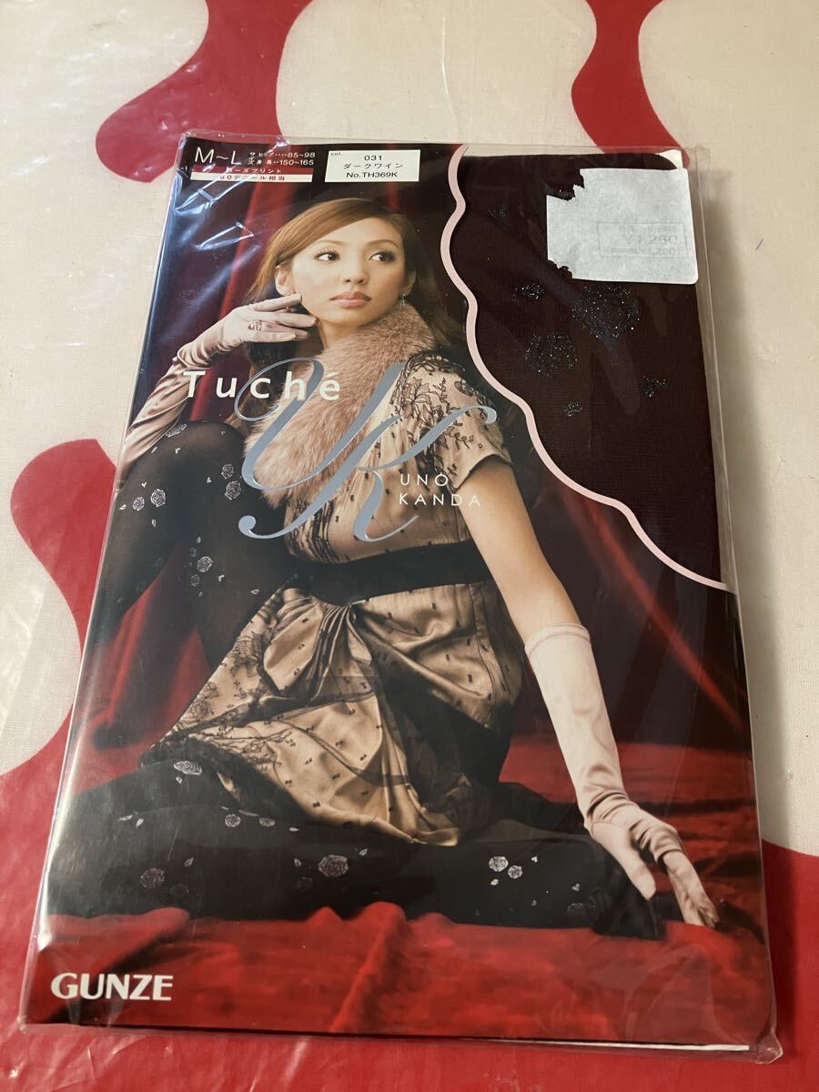 gunze tuche ローズプリント 60デニール タイツ ダークワイン 柄 デザイン 模様 グンゼ トゥシェ tights M-L ラメ 薔薇 神田うの uk 拍卖