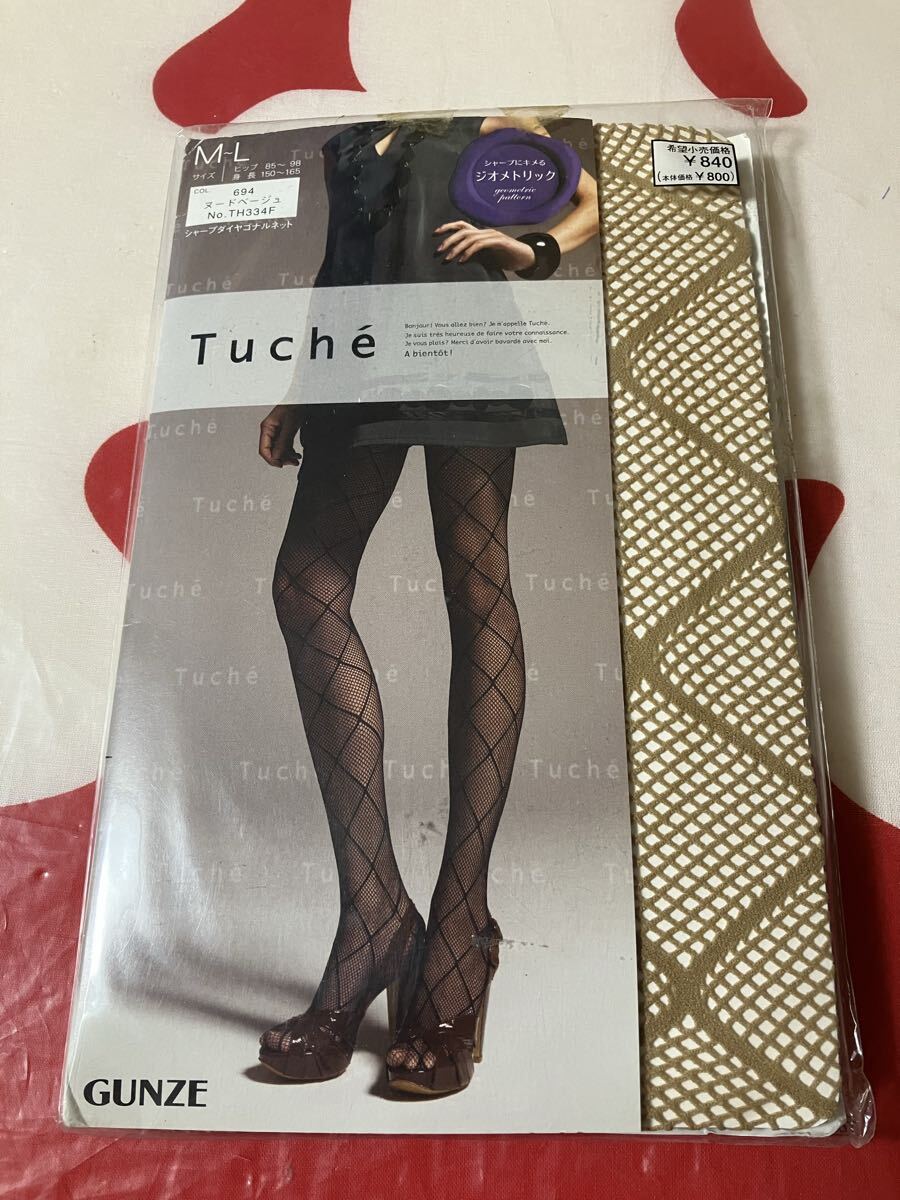 gunze tuche シャープダイヤゴナルネット ヌードベージュ パンティストッキング グンゼ パンスト 柄 デザイン pantystocking 模様 編み 網拍卖